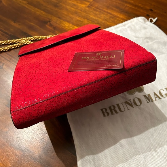 Bruno Magli purse- Beautiful red leather with stylish gold chain. Like new. - Picture 4 of 7